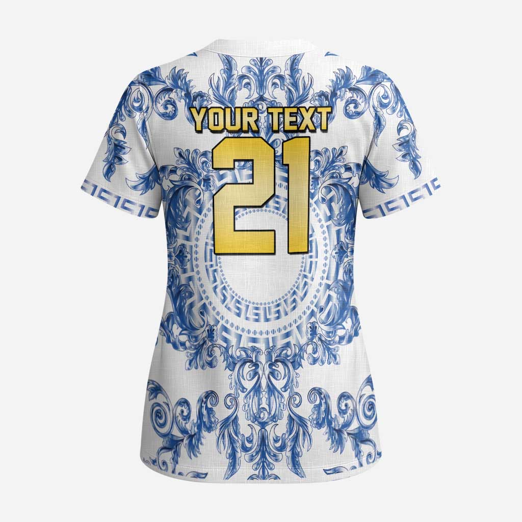 World Football 2026 Italy Custom Scrub Top Blue White Baroque Trinacria Edition - Wonder Print Shop
