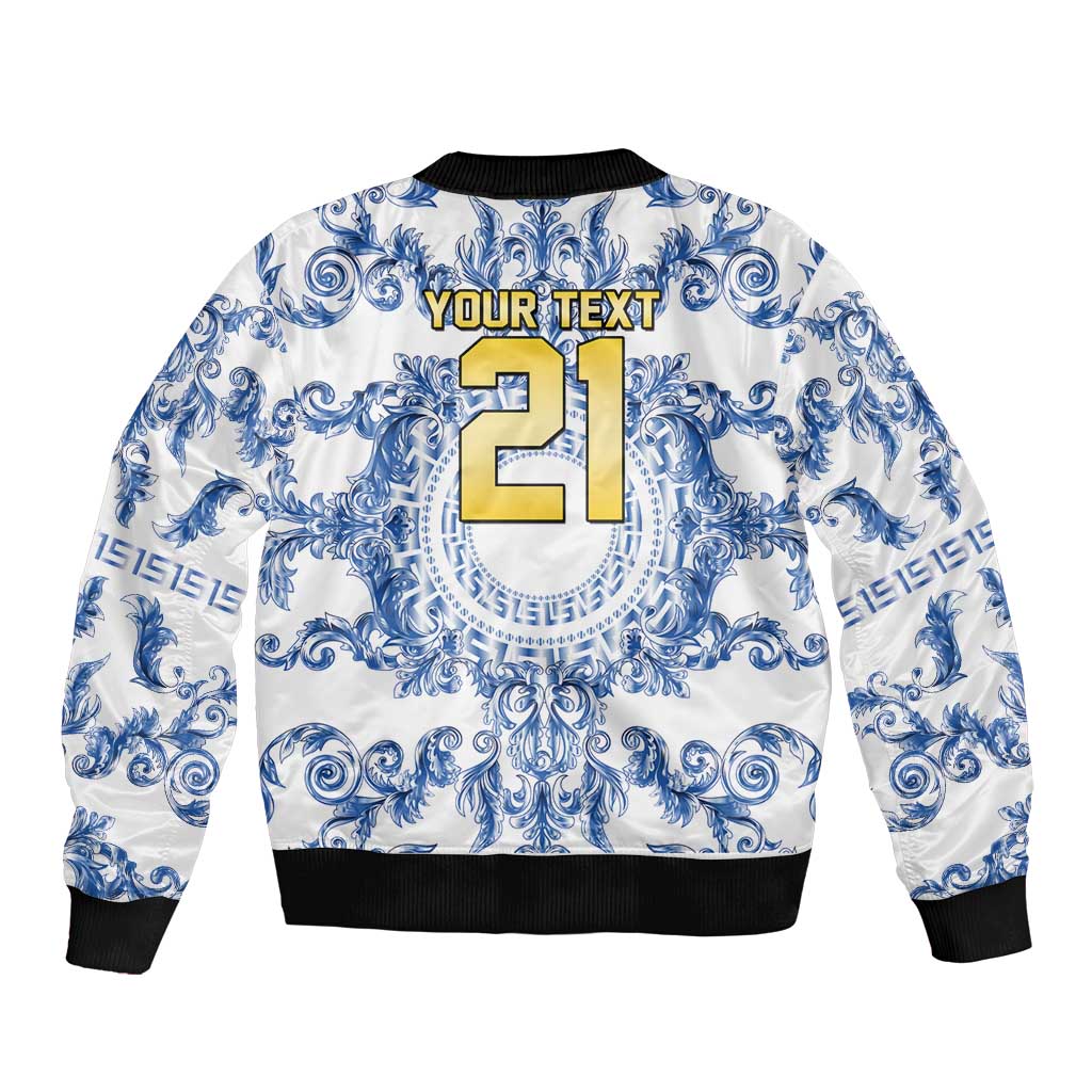 World Football 2026 Italy Custom Sleeve Zip Bomber Jacket Blue White Baroque Trinacria Edition - Wonder Print Shop