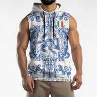 World Football 2026 Italy Custom Sleeveless Hoodie Blue White Baroque Trinacria Edition - Wonder Print Shop