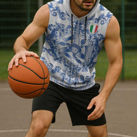 World Football 2026 Italy Custom Sleeveless Hoodie Blue White Baroque Trinacria Edition - Wonder Print Shop
