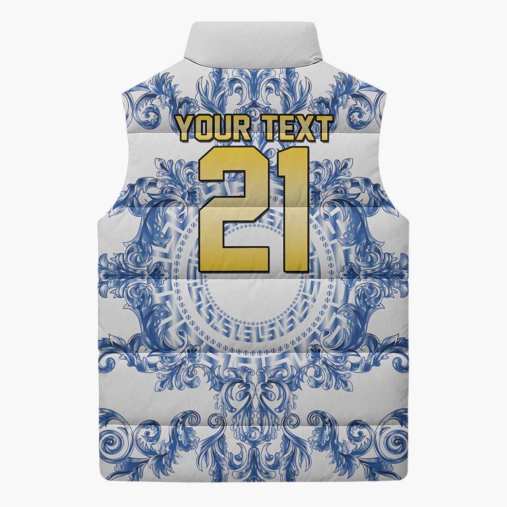 World Football 2026 Italy Custom Sleeveless Puffer Jacket Blue White Baroque Trinacria Edition - Wonder Print Shop