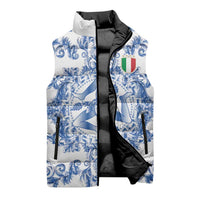 World Football 2026 Italy Custom Sleeveless Puffer Jacket Blue White Baroque Trinacria Edition - Wonder Print Shop