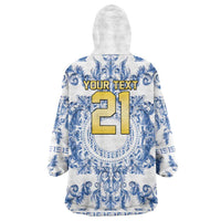 World Football 2026 Italy Custom Wearable Blanket Hoodie Blue White Baroque Trinacria Edition - Wonder Print Shop