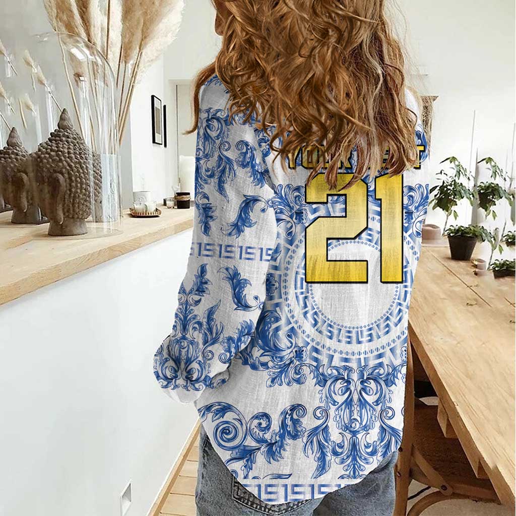 World Football 2026 Italy Custom Women Casual Shirt Blue White Baroque Trinacria Edition - Wonder Print Shop