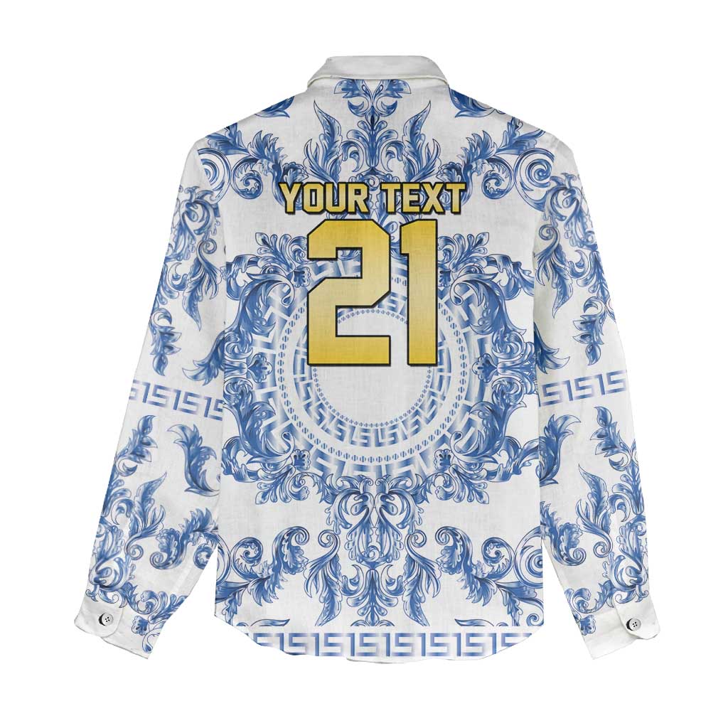 World Football 2026 Italy Custom Women Casual Shirt Blue White Baroque Trinacria Edition - Wonder Print Shop