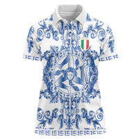 World Football 2026 Italy Custom Women Polo Shirt Blue White Baroque Trinacria Edition - Wonder Print Shop