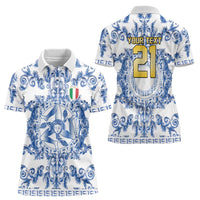 World Football 2026 Italy Custom Women Polo Shirt Blue White Baroque Trinacria Edition - Wonder Print Shop