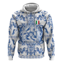 World Football 2026 Italy Custom Zip Hoodie Blue White Baroque Trinacria Edition - Wonder Print Shop