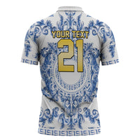 World Football 2026 Italy Custom Zipper Polo Shirt Blue White Baroque Trinacria Edition - Wonder Print Shop