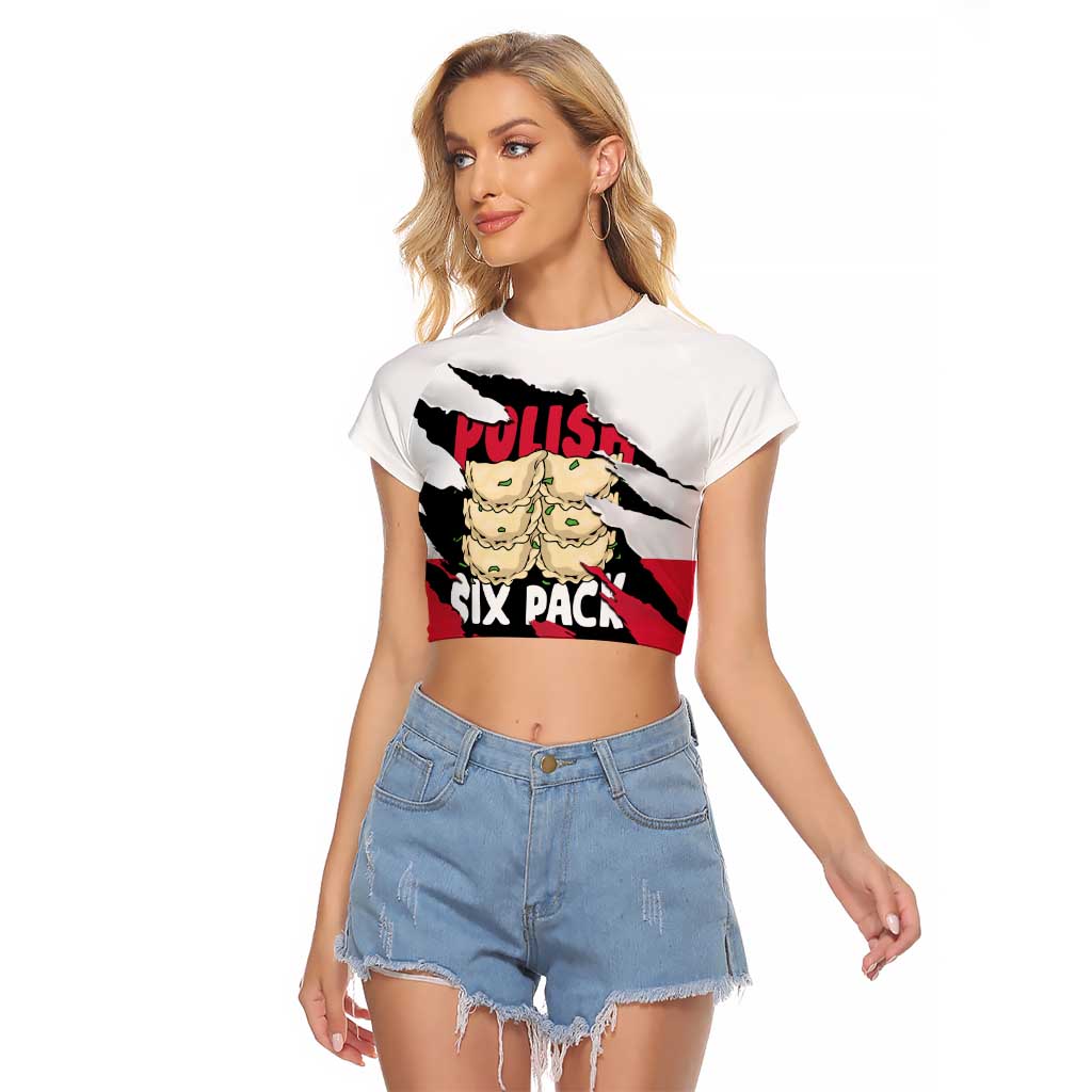 Polish Pierogi Six Pack Raglan Cropped T Shirt