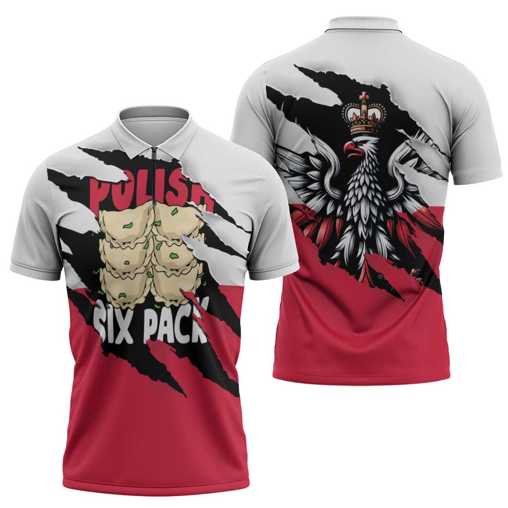 Polish Pierogi Six Pack Zipper Polo Shirt