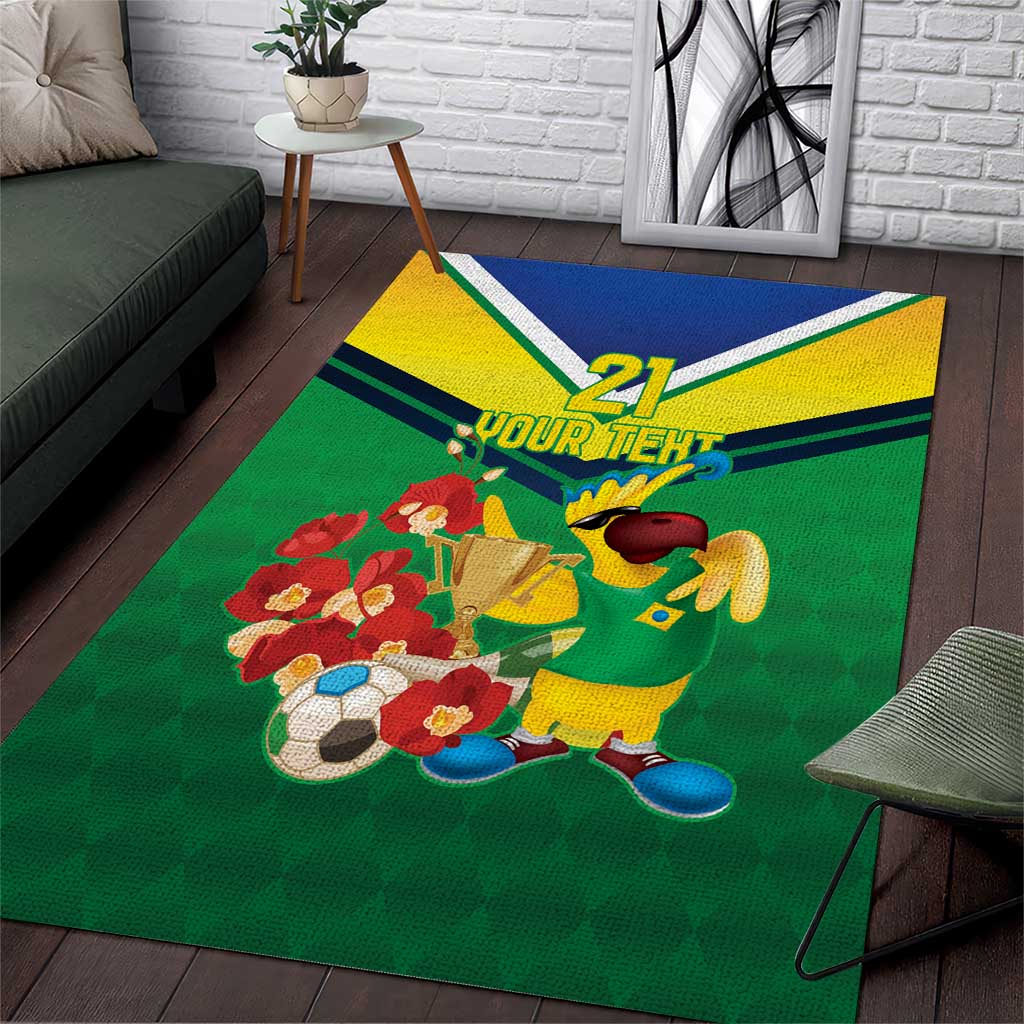 Brazil Canarinho Football Custom Area Rug Bora Brasil! Go Brazil!