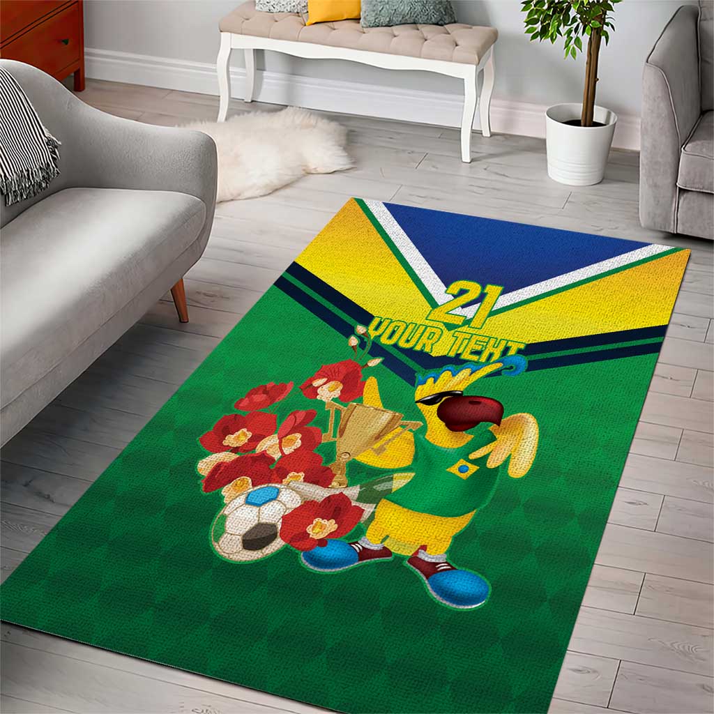 Brazil Canarinho Football Custom Area Rug Bora Brasil! Go Brazil!