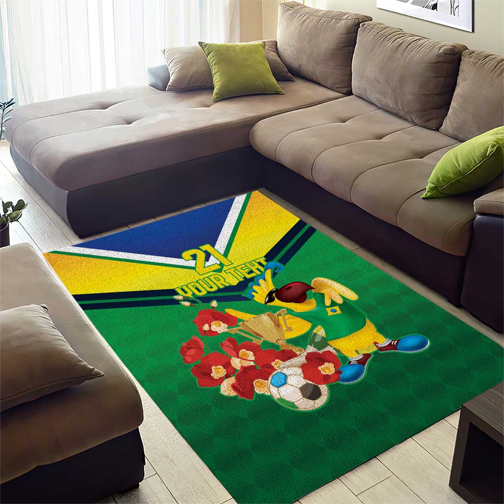 Brazil Canarinho Football Custom Area Rug Bora Brasil! Go Brazil!