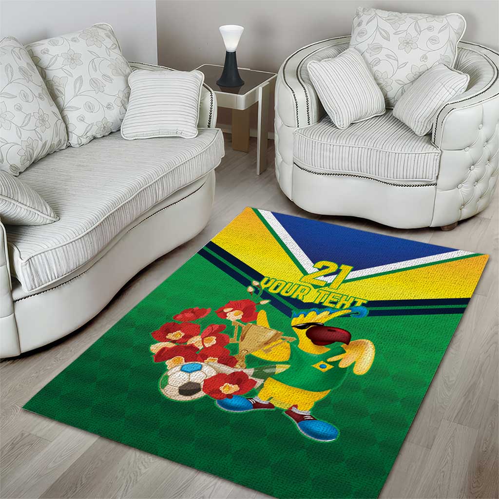 Brazil Canarinho Football Custom Area Rug Bora Brasil! Go Brazil!