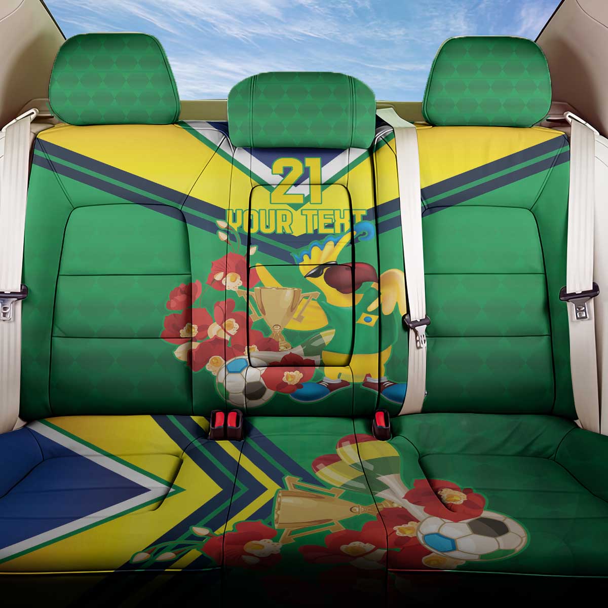 Brazil Canarinho Football Custom Back Car Seat Cover Bora Brasil! Go Brazil!