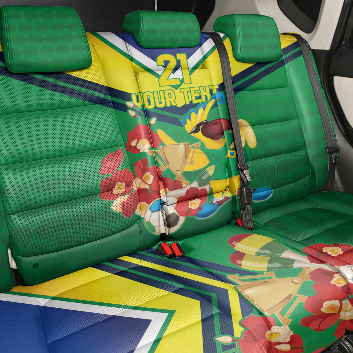 Brazil Canarinho Football Custom Back Car Seat Cover Bora Brasil! Go Brazil!