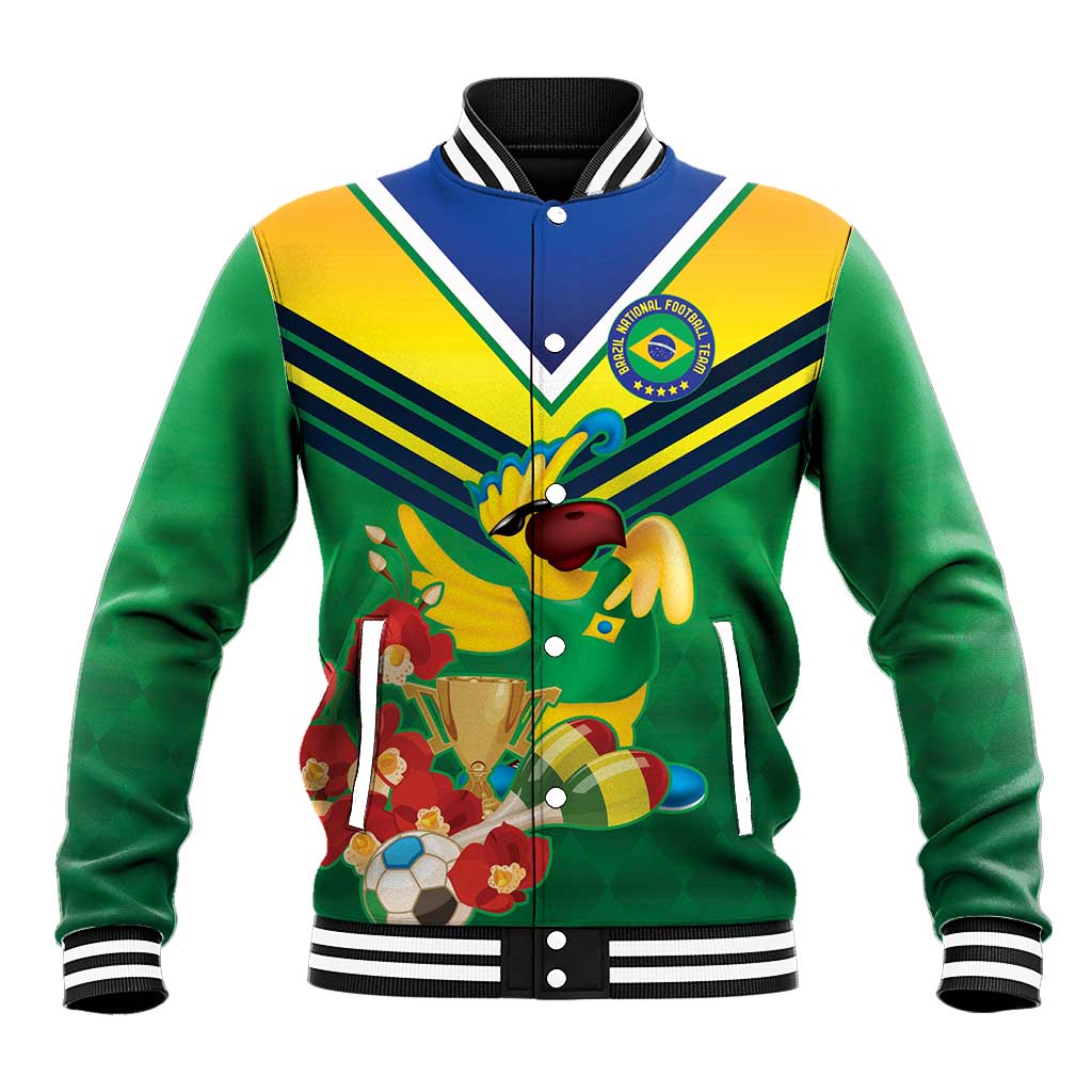 Brazil Canarinho Football Custom Baseball Jacket Bora Brasil! Go Brazil!