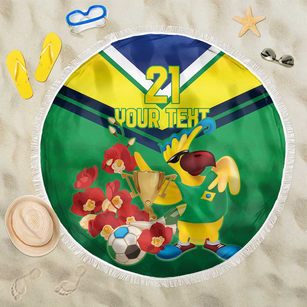 Brazil Canarinho Football Custom Beach Blanket Bora Brasil! Go Brazil!