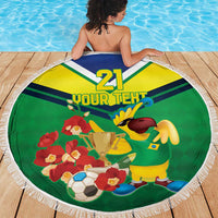 Brazil Canarinho Football Custom Beach Blanket Bora Brasil! Go Brazil!