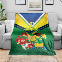 Brazil Canarinho Football Custom Blanket Bora Brasil! Go Brazil!