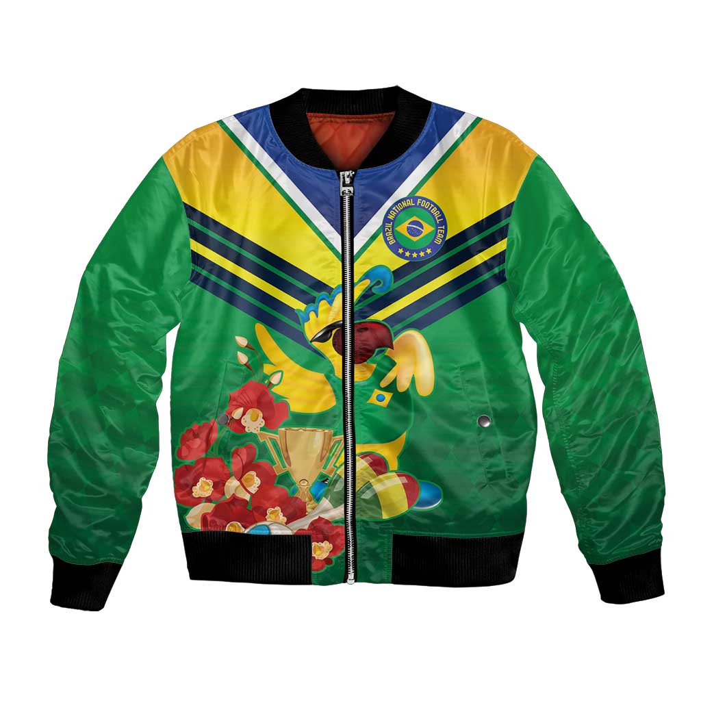 Brazil Canarinho Football Custom Bomber Jacket Bora Brasil! Go Brazil!