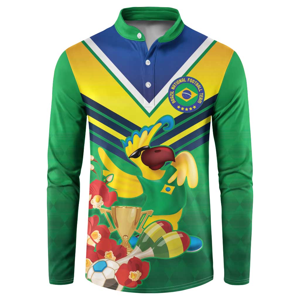 Brazil Canarinho Football Custom Button Sweatshirt Bora Brasil! Go Brazil!