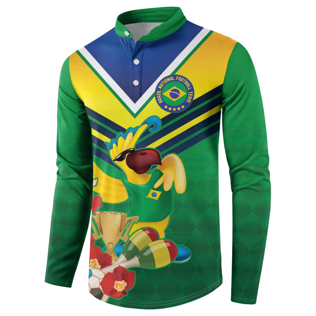 Brazil Canarinho Football Custom Button Sweatshirt Bora Brasil! Go Brazil!