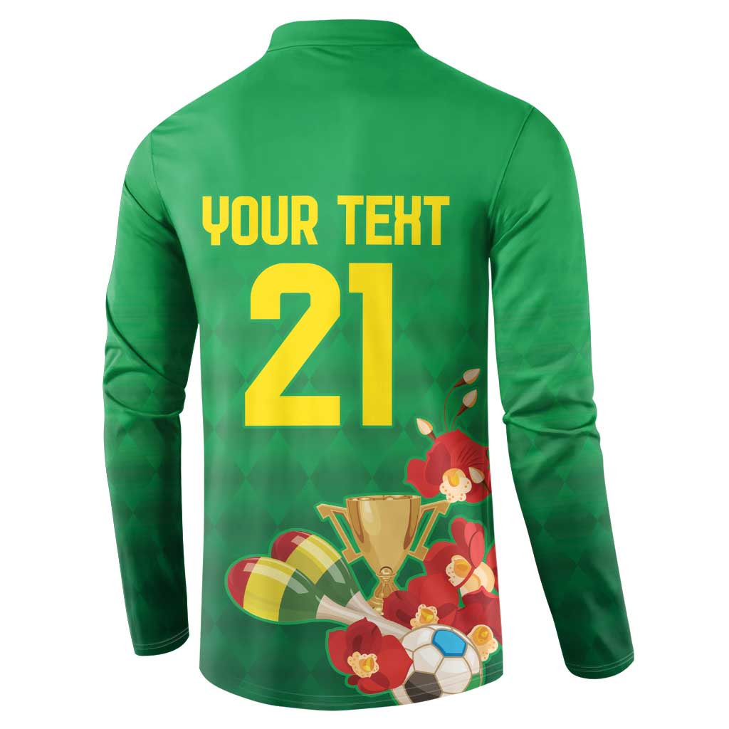 Brazil Canarinho Football Custom Button Sweatshirt Bora Brasil! Go Brazil!