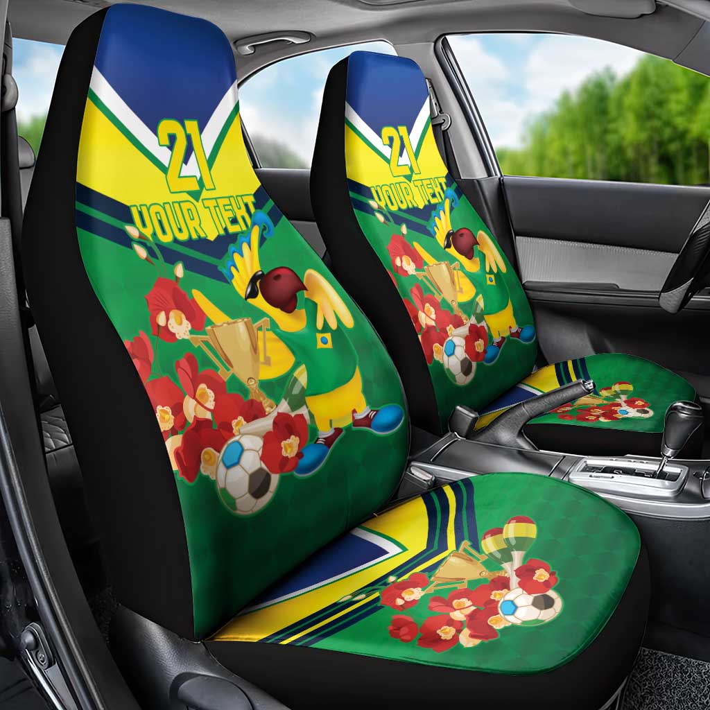 Brazil Canarinho Football Custom Car Seat Cover Bora Brasil! Go Brazil!