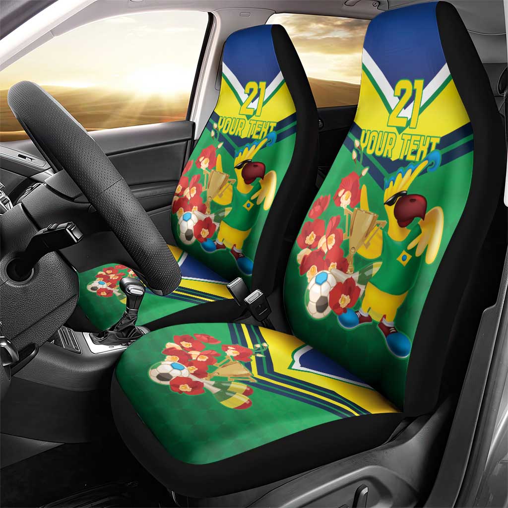 Brazil Canarinho Football Custom Car Seat Cover Bora Brasil! Go Brazil!