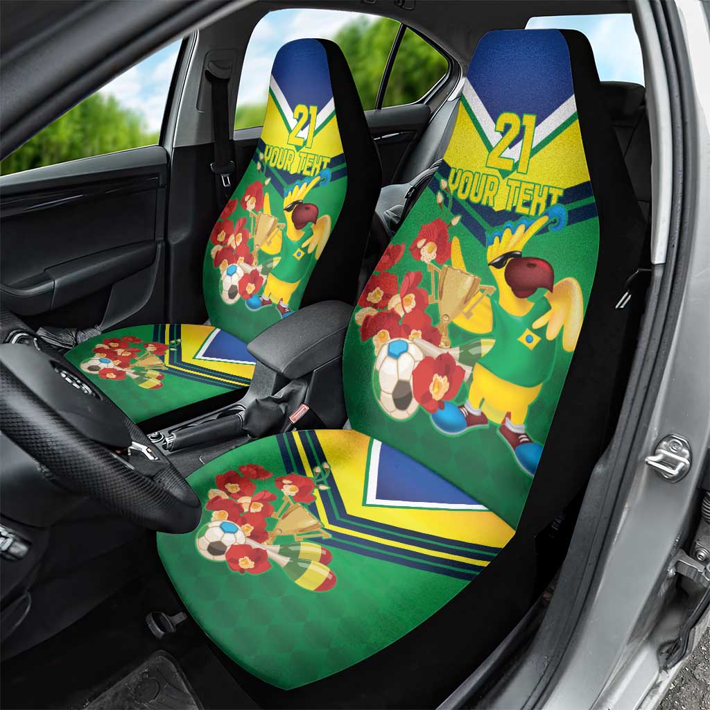 Brazil Canarinho Football Custom Car Seat Cover Bora Brasil! Go Brazil!