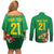 Brazil Canarinho Football Custom Couples Matching Off Shoulder Short Dress and Long Sleeve Button Shirt Bora Brasil! Go Brazil!