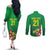 Brazil Canarinho Football Custom Couples Matching Off The Shoulder Long Sleeve Dress and Long Sleeve Button Shirt Bora Brasil! Go Brazil!