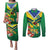 Brazil Canarinho Football Custom Couples Matching Puletasi and Long Sleeve Button Shirt Bora Brasil! Go Brazil!