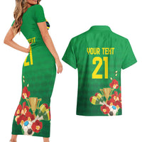 Brazil Canarinho Football Custom Couples Matching Short Sleeve Bodycon Dress and Hawaiian Shirt Bora Brasil! Go Brazil!