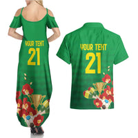 Brazil Canarinho Football Custom Couples Matching Summer Maxi Dress and Hawaiian Shirt Bora Brasil! Go Brazil!