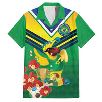 Brazil Canarinho Football Custom Family Matching Off Shoulder Short Dress and Hawaiian Shirt Bora Brasil! Go Brazil!