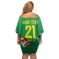 Brazil Canarinho Football Custom Family Matching Off Shoulder Short Dress and Hawaiian Shirt Bora Brasil! Go Brazil!