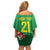 Brazil Canarinho Football Custom Family Matching Off Shoulder Short Dress and Hawaiian Shirt Bora Brasil! Go Brazil!