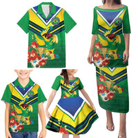 Brazil Canarinho Football Custom Family Matching Puletasi and Hawaiian Shirt Bora Brasil! Go Brazil!