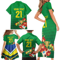 Brazil Canarinho Football Custom Family Matching Short Sleeve Bodycon Dress and Hawaiian Shirt Bora Brasil! Go Brazil!