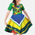 Brazil Canarinho Football Custom Family Matching Summer Maxi Dress and Hawaiian Shirt Bora Brasil! Go Brazil!