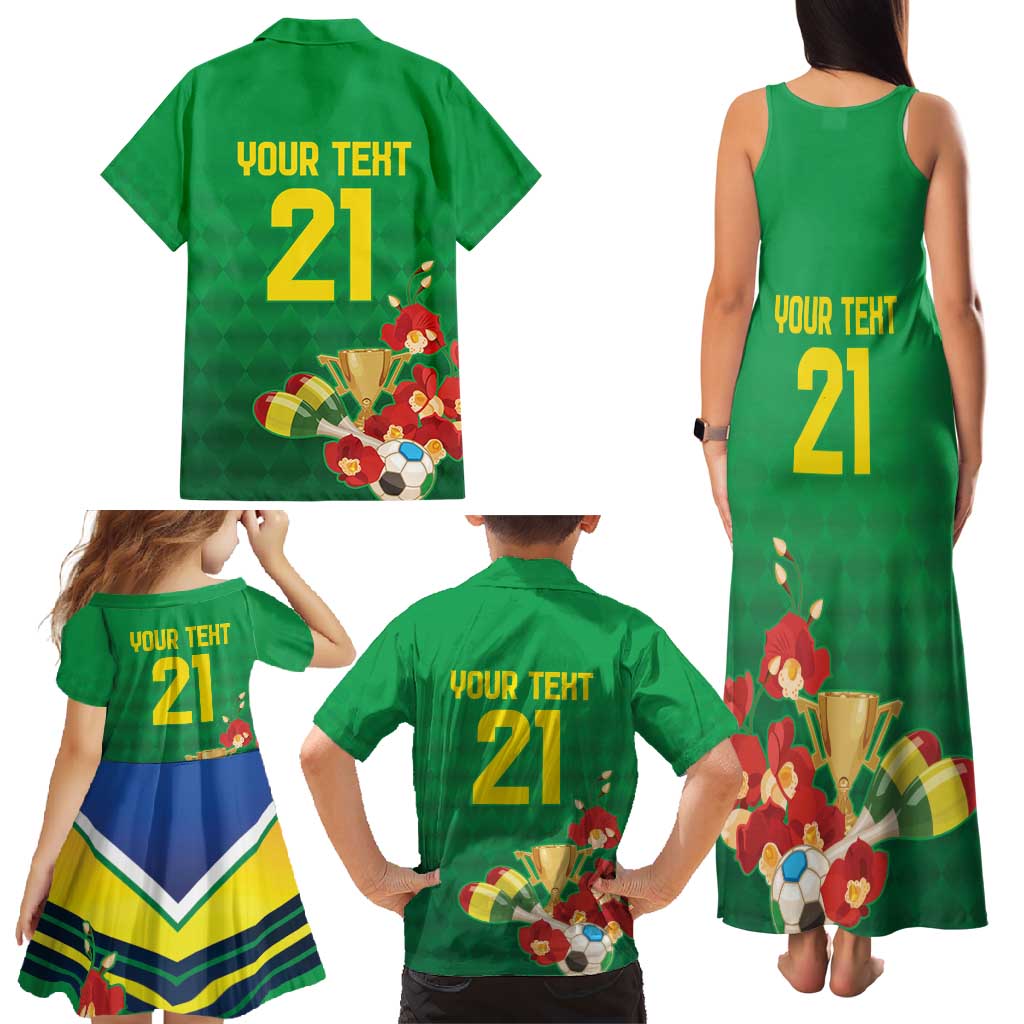 Brazil Canarinho Football Custom Family Matching Tank Maxi Dress and Hawaiian Shirt Bora Brasil! Go Brazil!