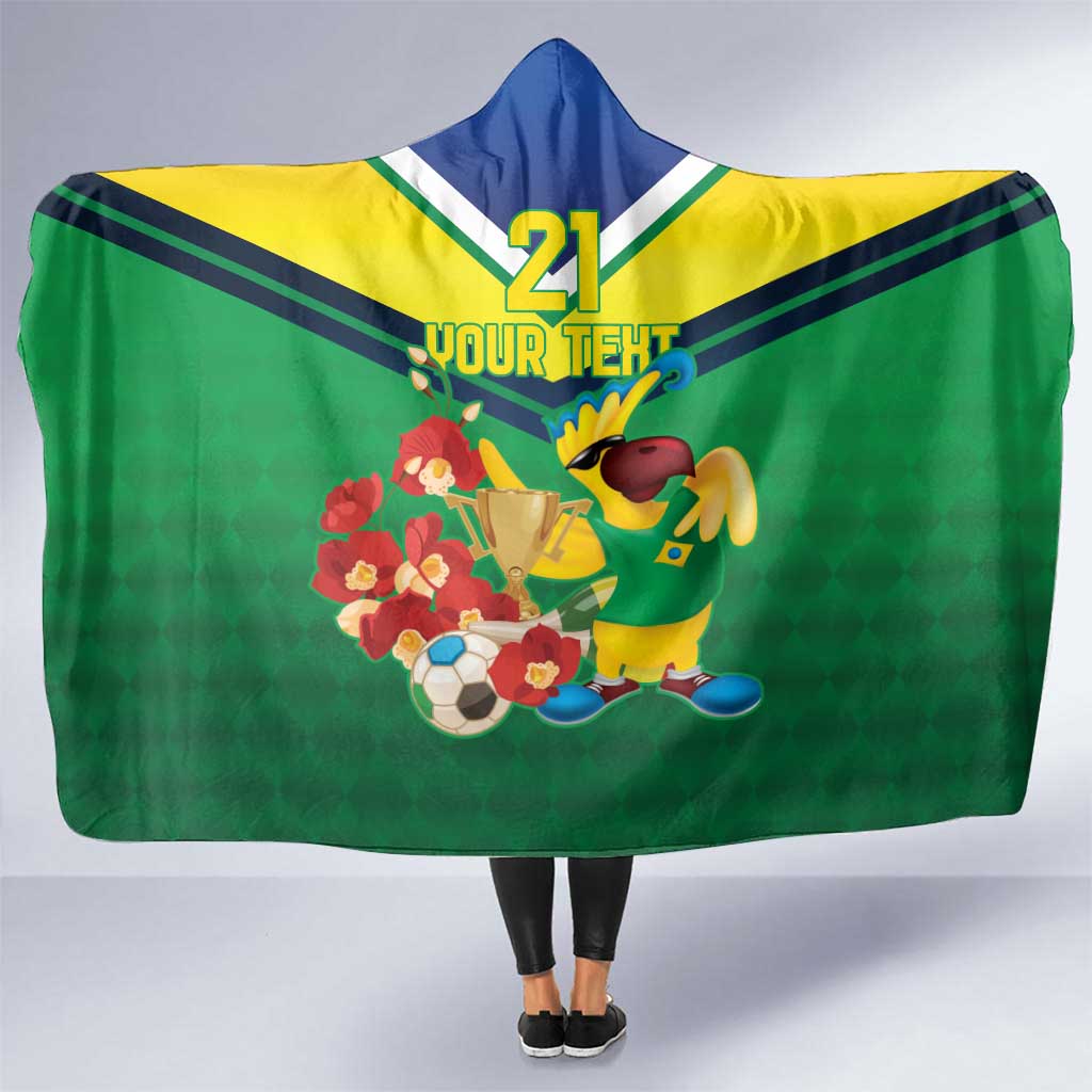Brazil Canarinho Football Custom Hooded Blanket Bora Brasil! Go Brazil!