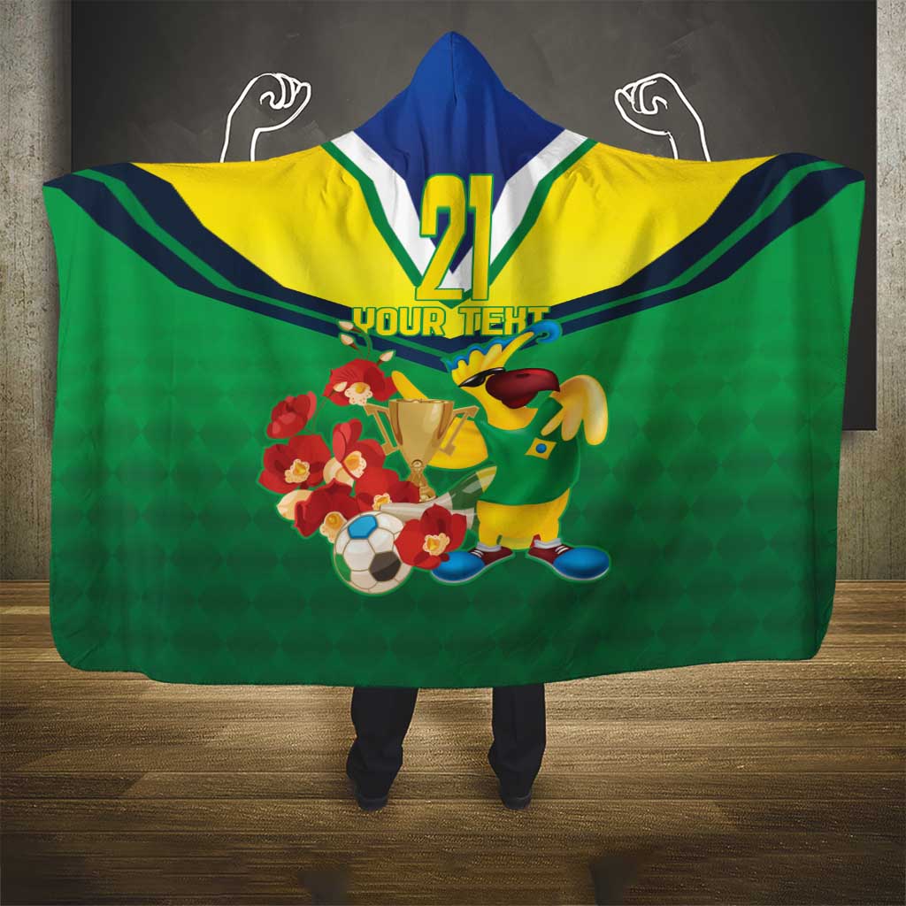 Brazil Canarinho Football Custom Hooded Blanket Bora Brasil! Go Brazil!