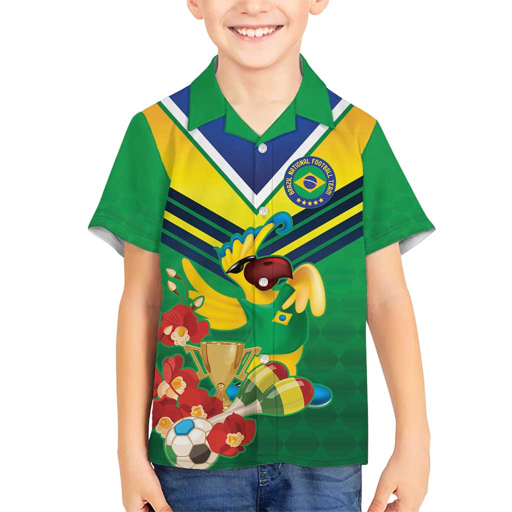 Brazil Canarinho Football Custom Kid Hawaiian Shirt Bora Brasil! Go Brazil!
