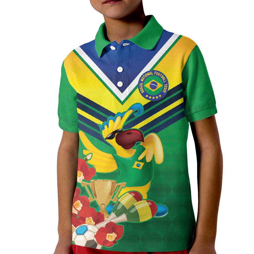 Brazil Canarinho Football Custom Kid Polo Shirt Bora Brasil! Go Brazil!
