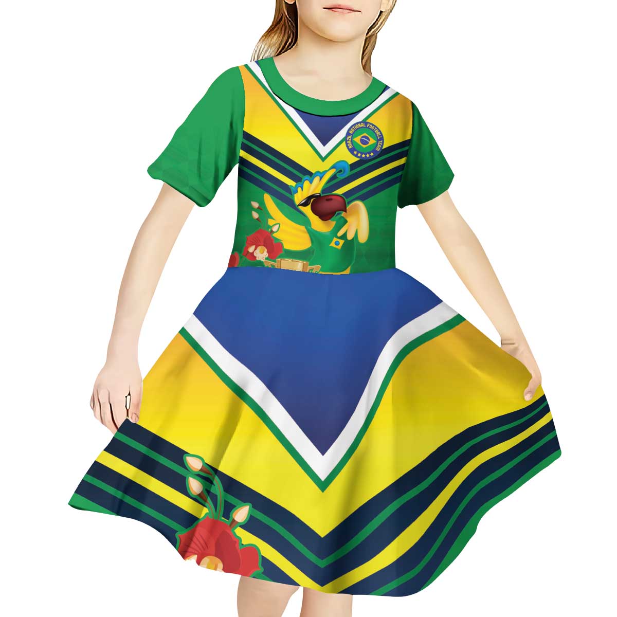 Brazil Canarinho Football Custom Kid Short Sleeve Dress Bora Brasil! Go Brazil!