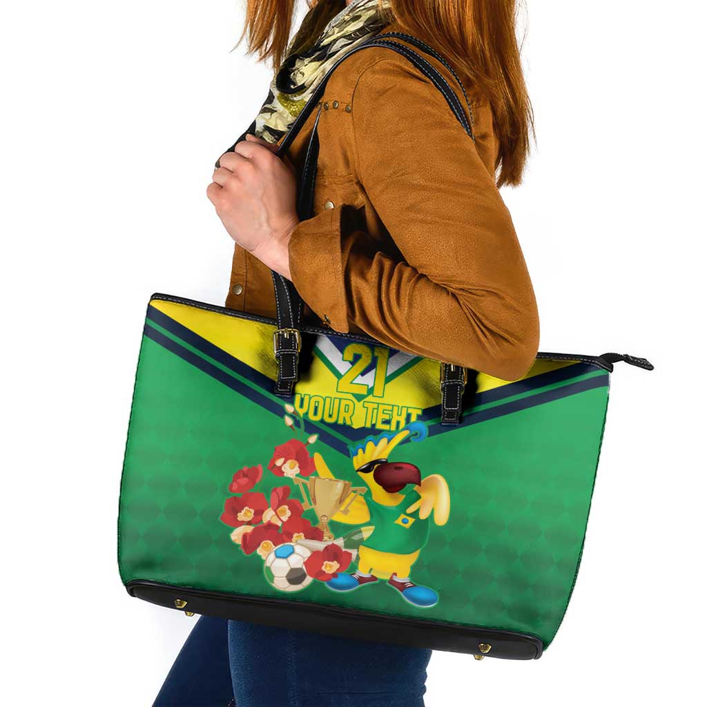 Brazil Canarinho Football Custom Leather Tote Bag Bora Brasil! Go Brazil!
